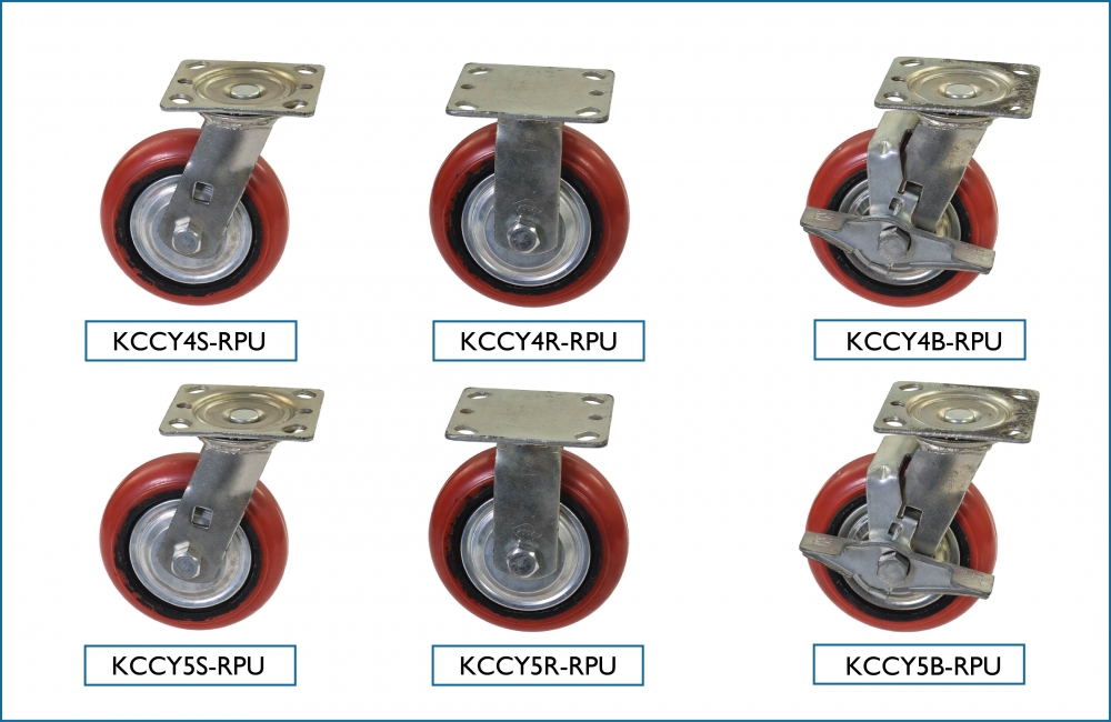 KCCY Medium Duty Red PU Wheel Castor