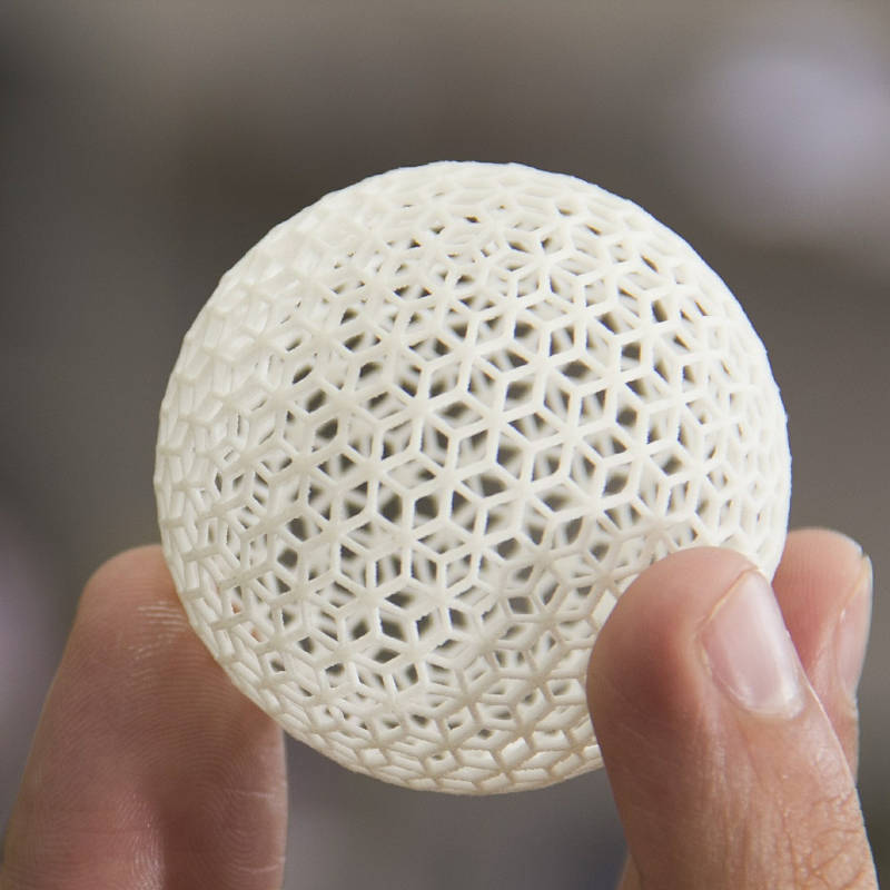 Close-up of a finished 3D printed object