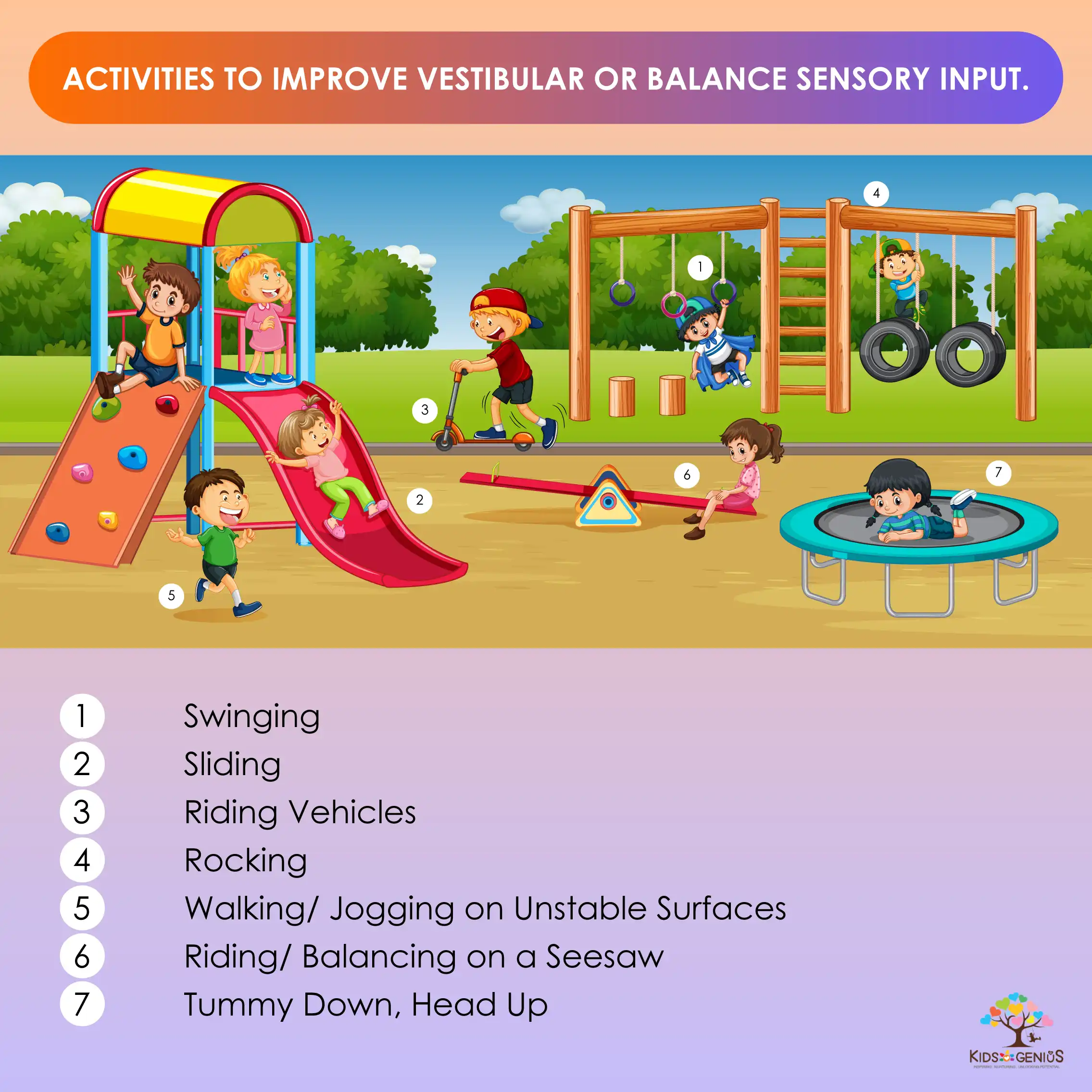 What activities can improve vestibular or balance sensory input?