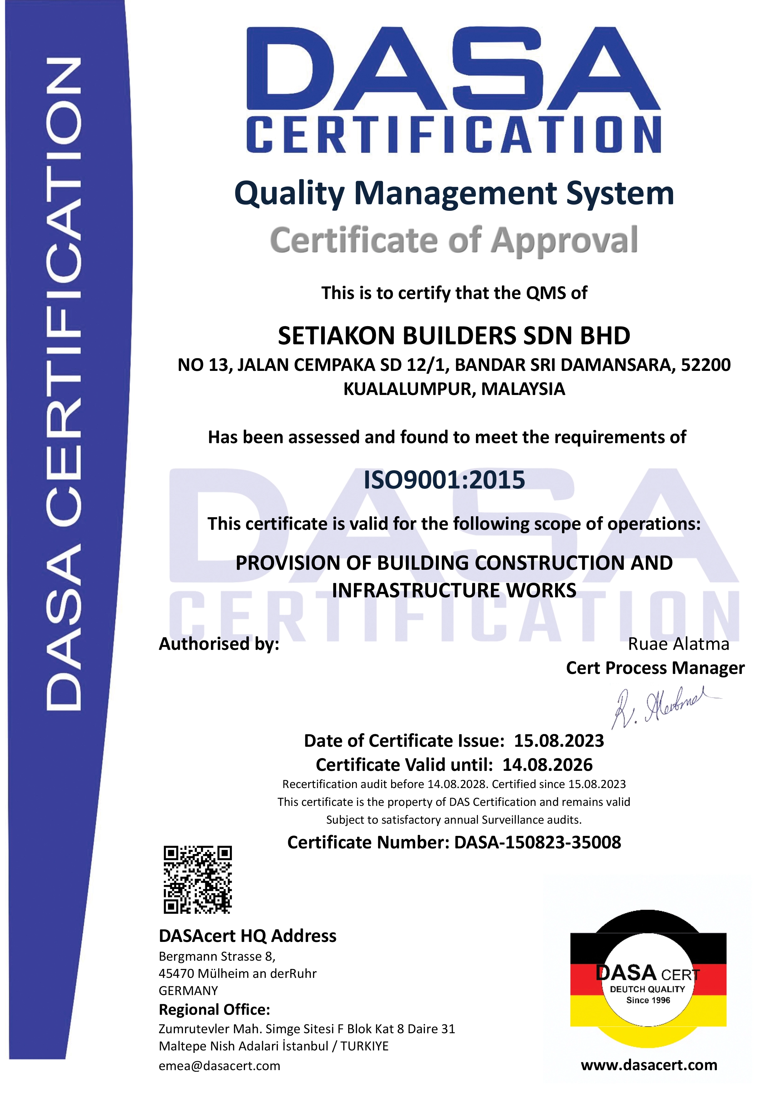 ISO 9001: 2015 Certification