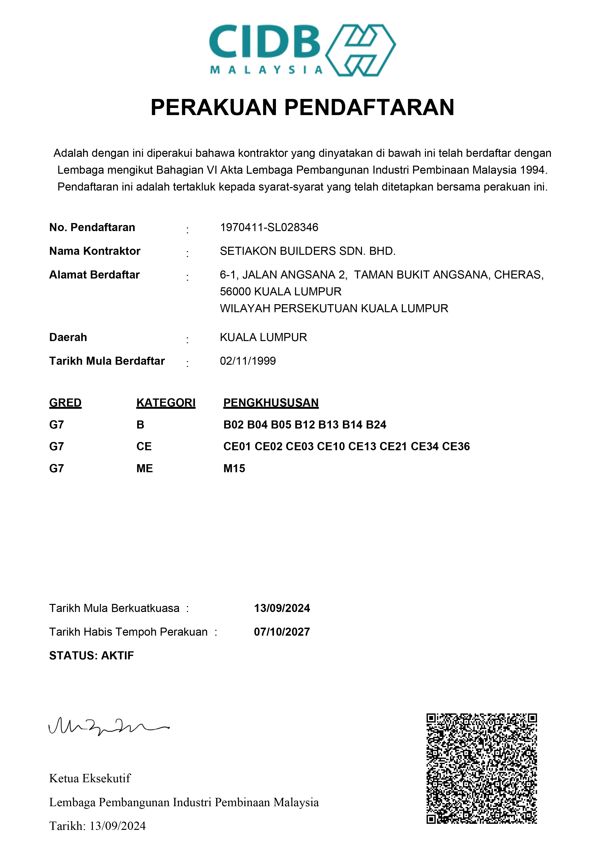 CIDB Perakuan Pendaftaran