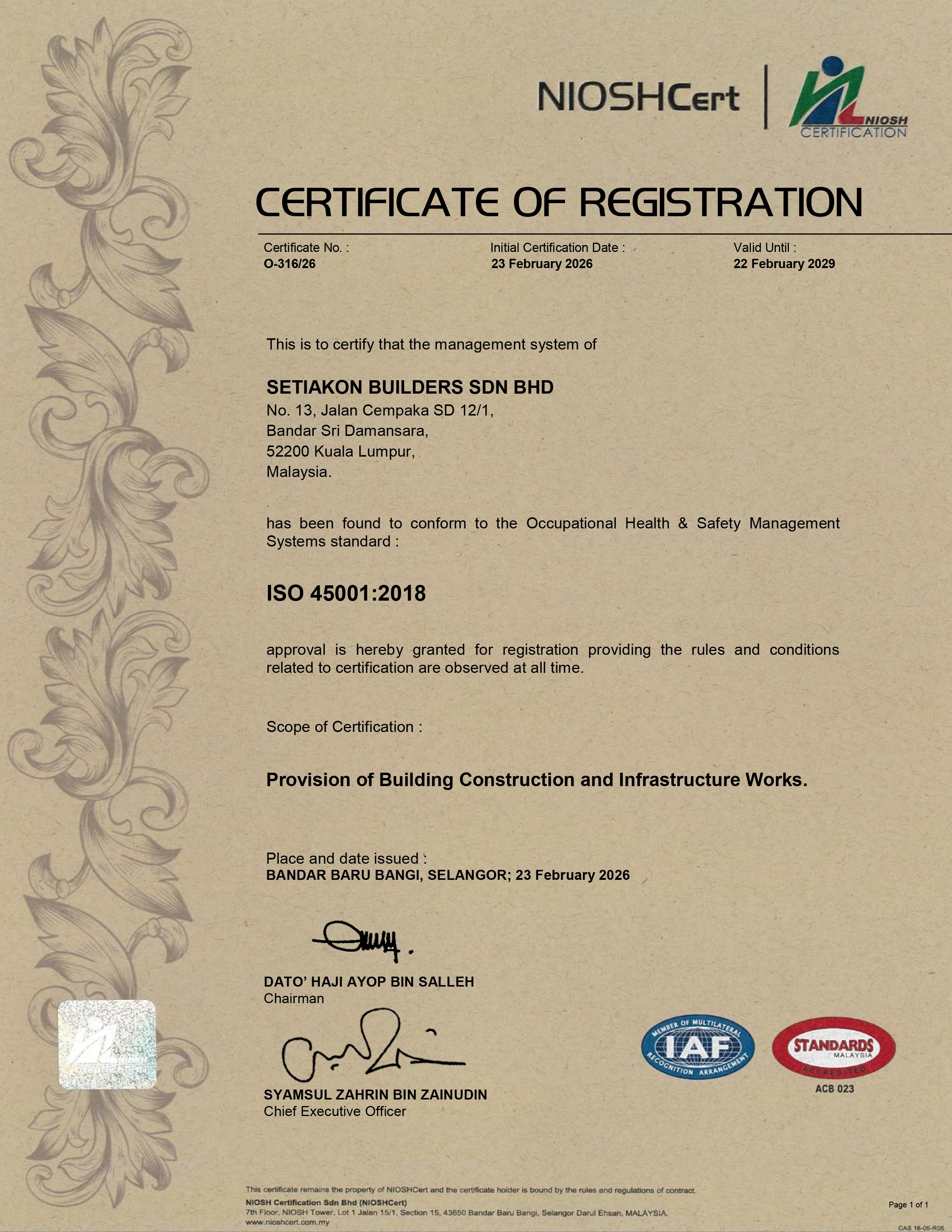 ISO 45001:2018 Certification